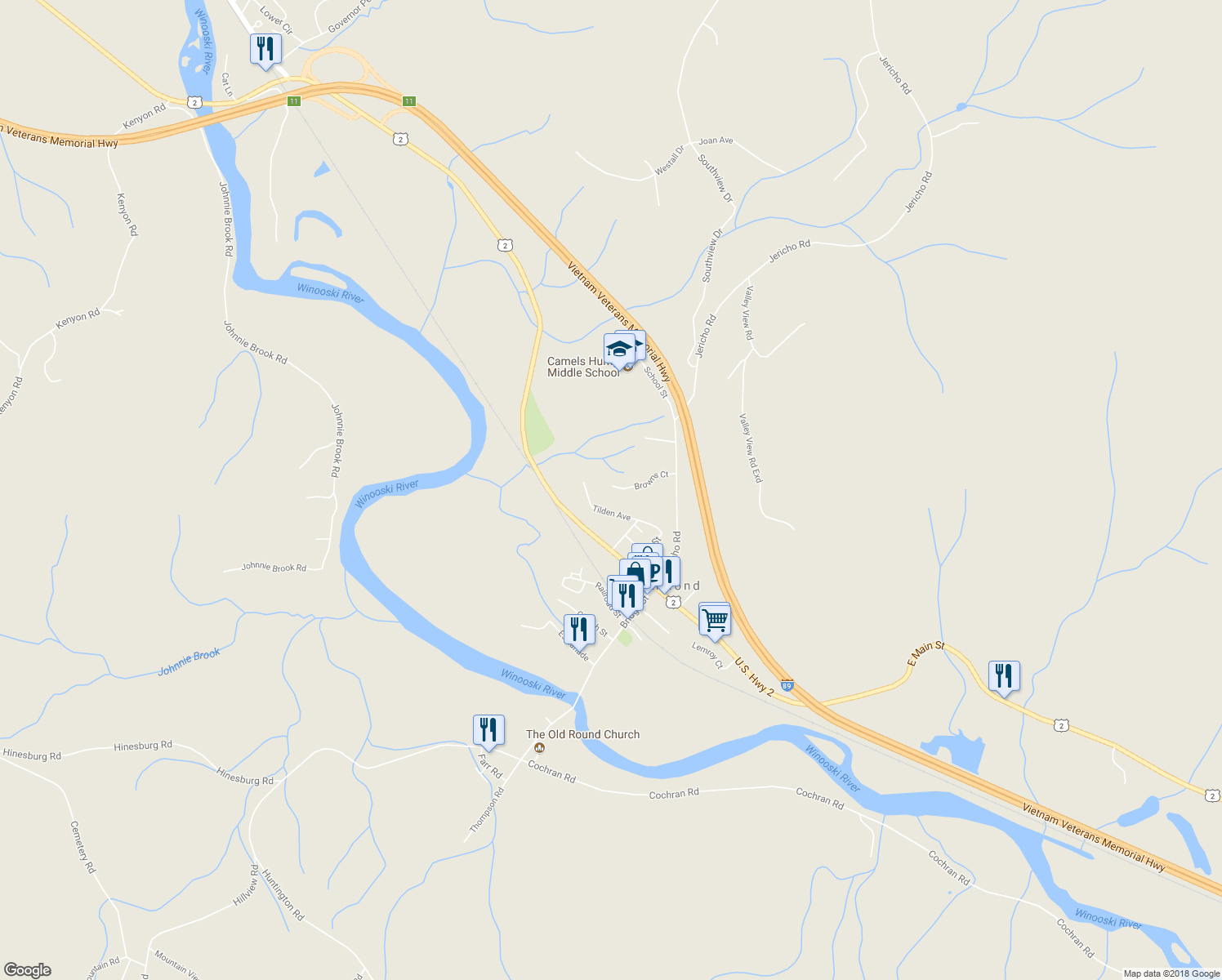 map of restaurants, bars, coffee shops, grocery stores, and more near 181 Browns Court in Richmond