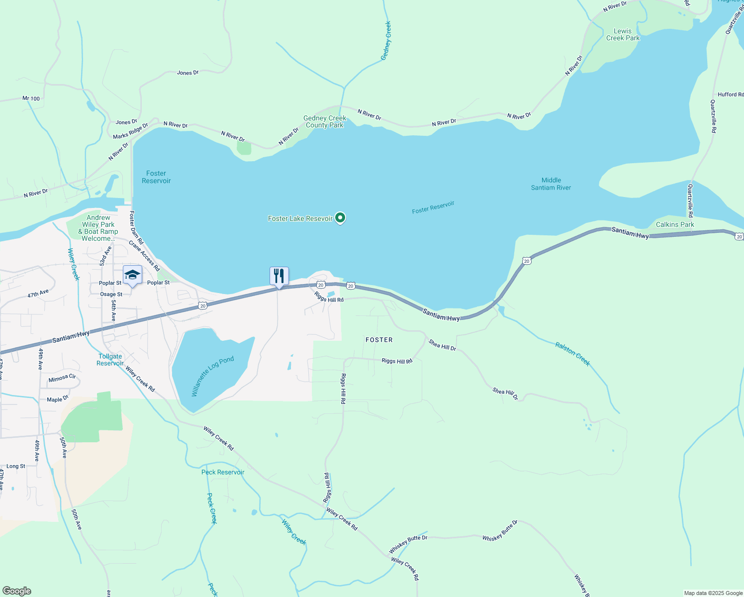 map of restaurants, bars, coffee shops, grocery stores, and more near 28043 Riggs Hill Road in Linn County