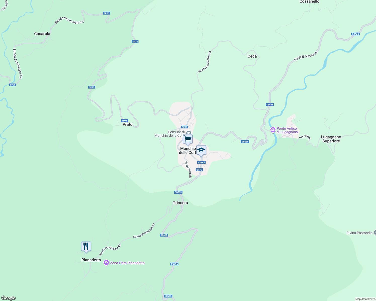 map of restaurants, bars, coffee shops, grocery stores, and more near 1 Borgo Ciodena in Monchio delle Corti
