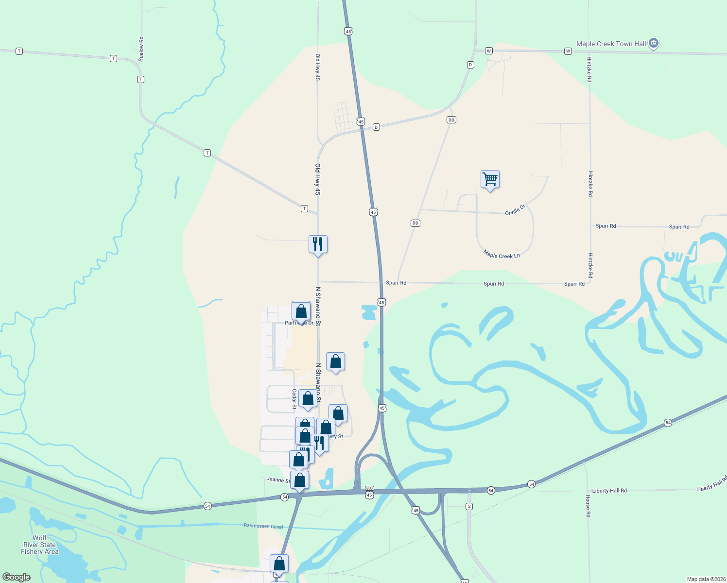 map of restaurants, bars, coffee shops, grocery stores, and more near 220 Spurr Road in New London