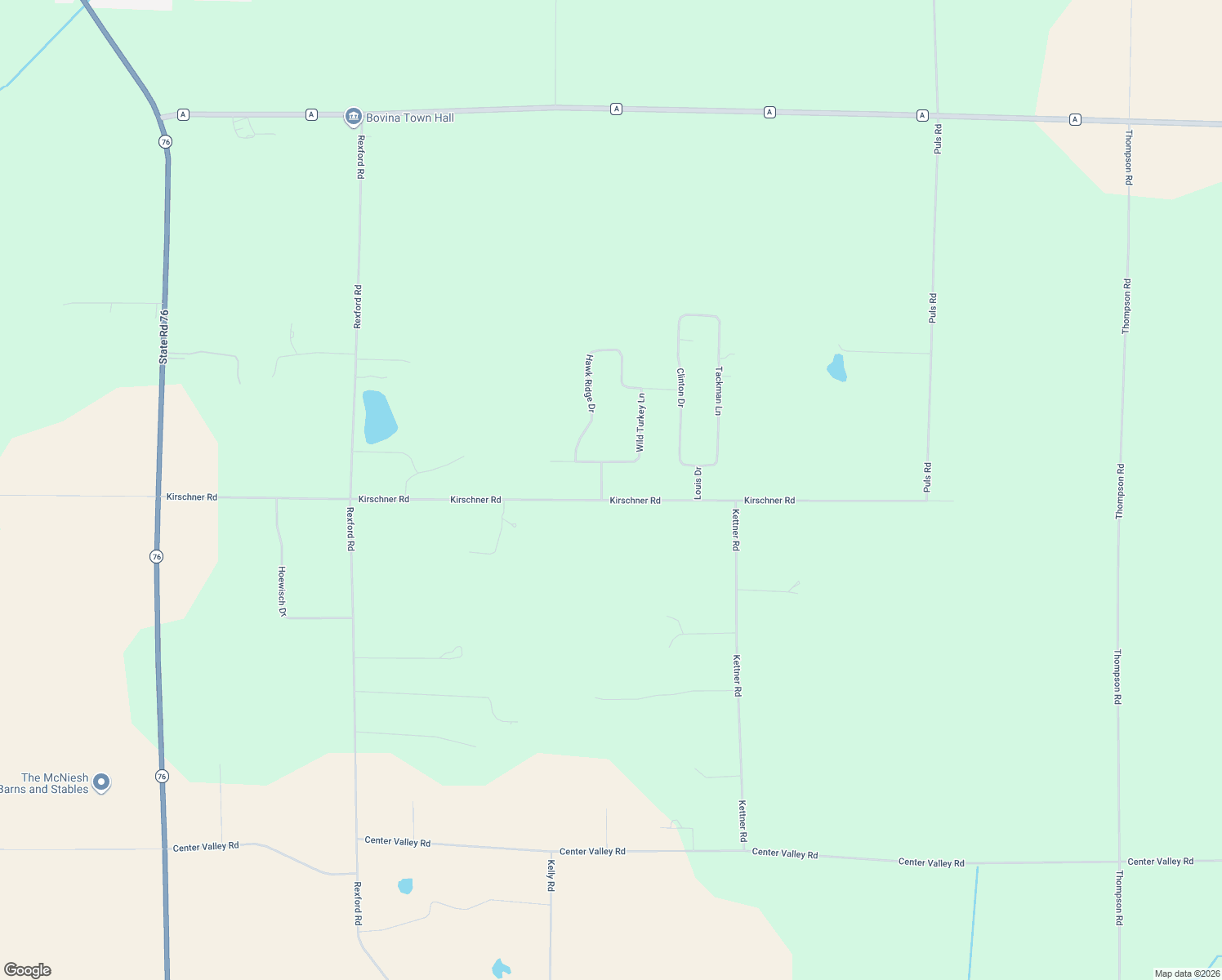 map of restaurants, bars, coffee shops, grocery stores, and more near W7226 Kirschner Road in Shiocton