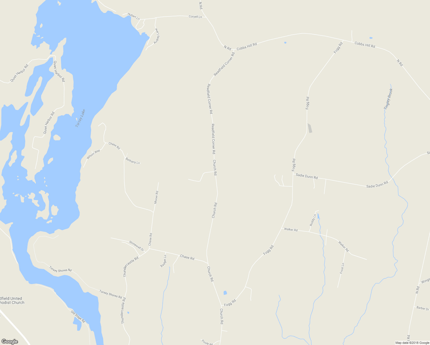 map of restaurants, bars, coffee shops, grocery stores, and more near 452 Church Road in Readfield