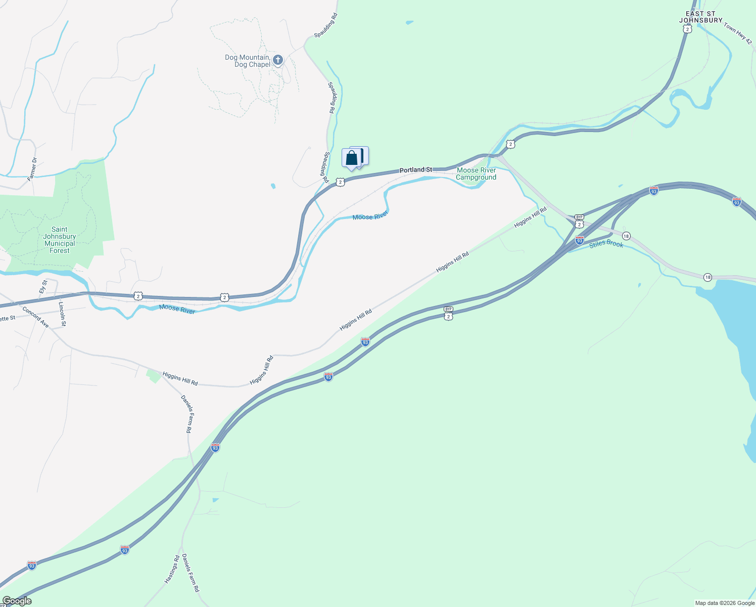 map of restaurants, bars, coffee shops, grocery stores, and more near 1065 Higgins Hill Road in Saint Johnsbury