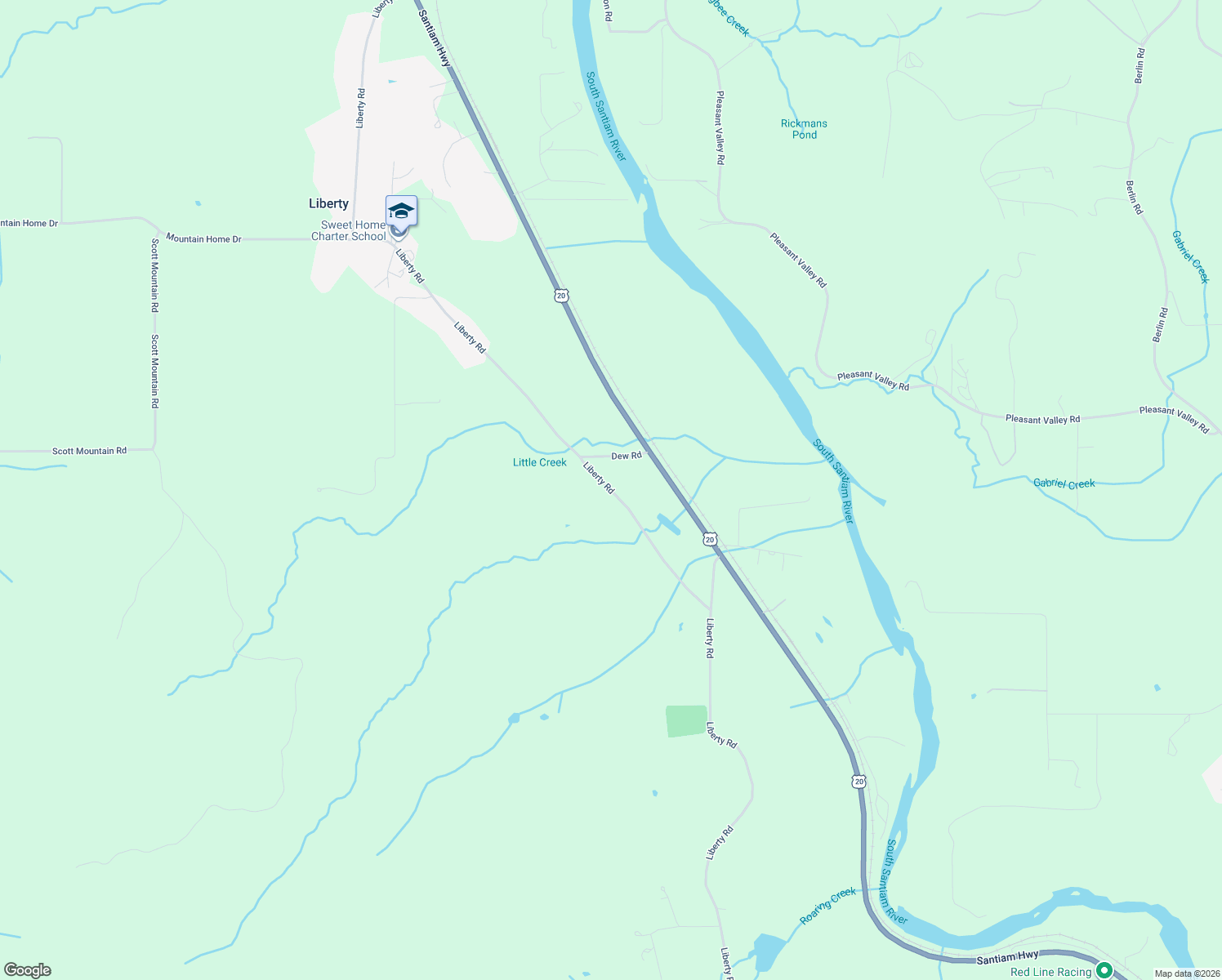 map of restaurants, bars, coffee shops, grocery stores, and more near 28401 Liberty Road in Sweet Home