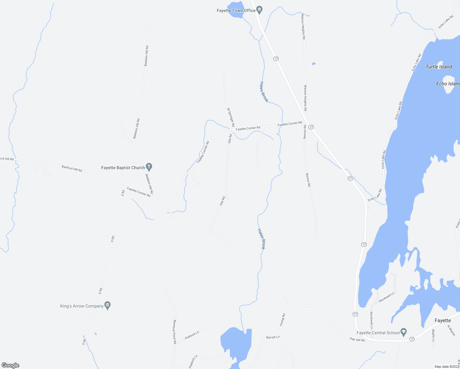 map of restaurants, bars, coffee shops, grocery stores, and more near 76 Gile Road in Fayette