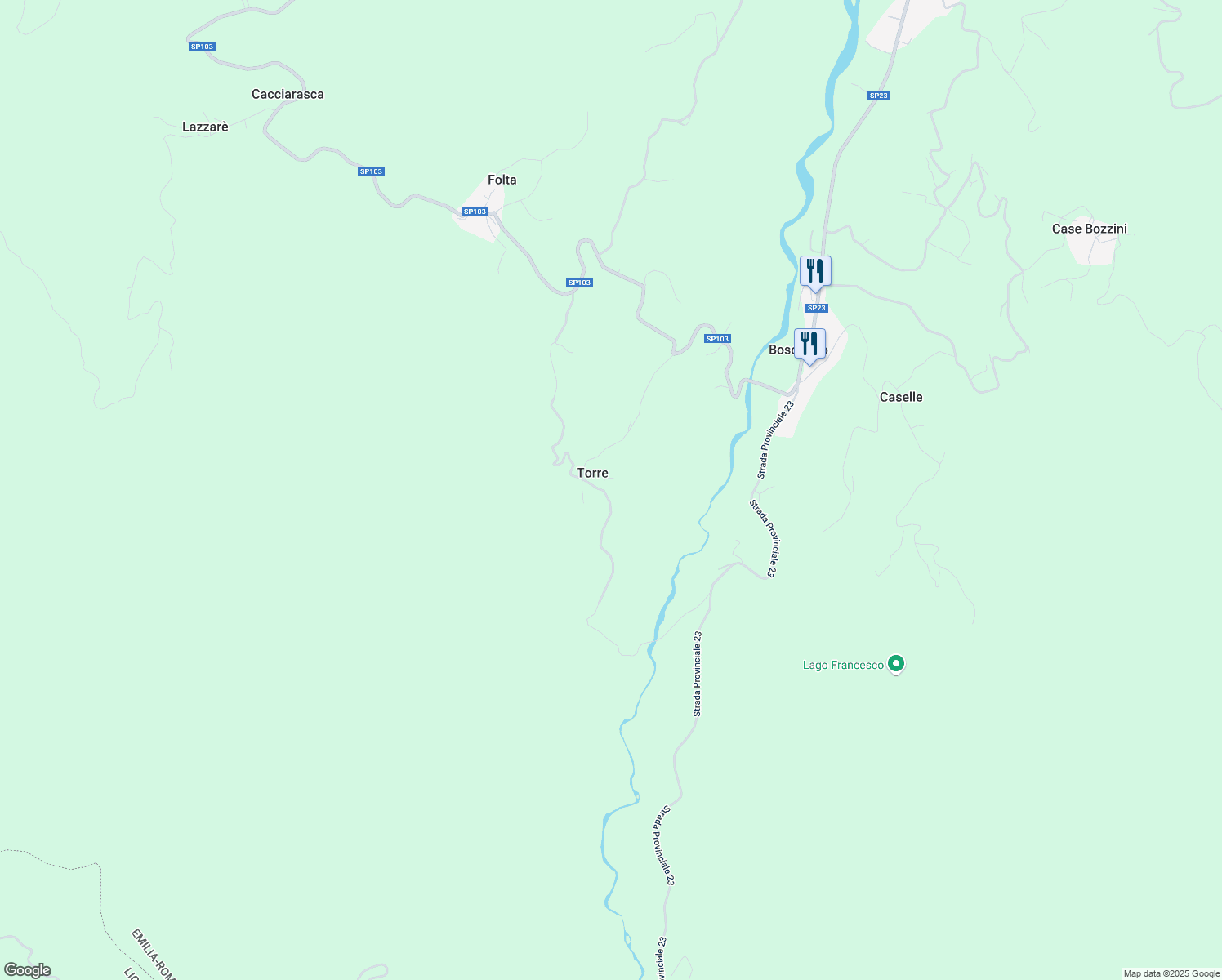 map of restaurants, bars, coffee shops, grocery stores, and more near 30 Frazione Groppo in Torre