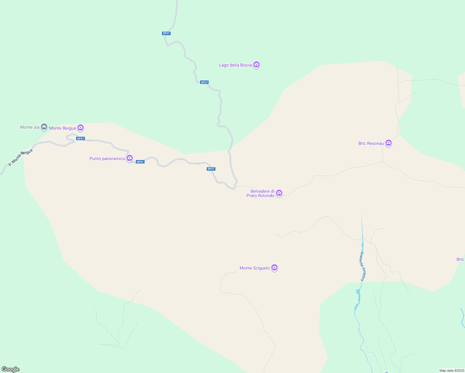 map of restaurants, bars, coffee shops, grocery stores, and more near SP57 in Provincia di Savona