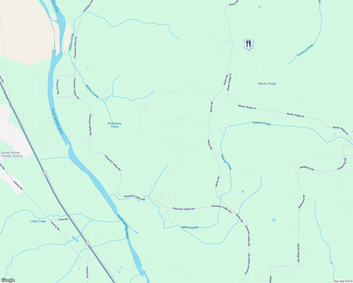 map of restaurants, bars, coffee shops, grocery stores, and more near 28795 Hiltz Drive in Sweet Home
