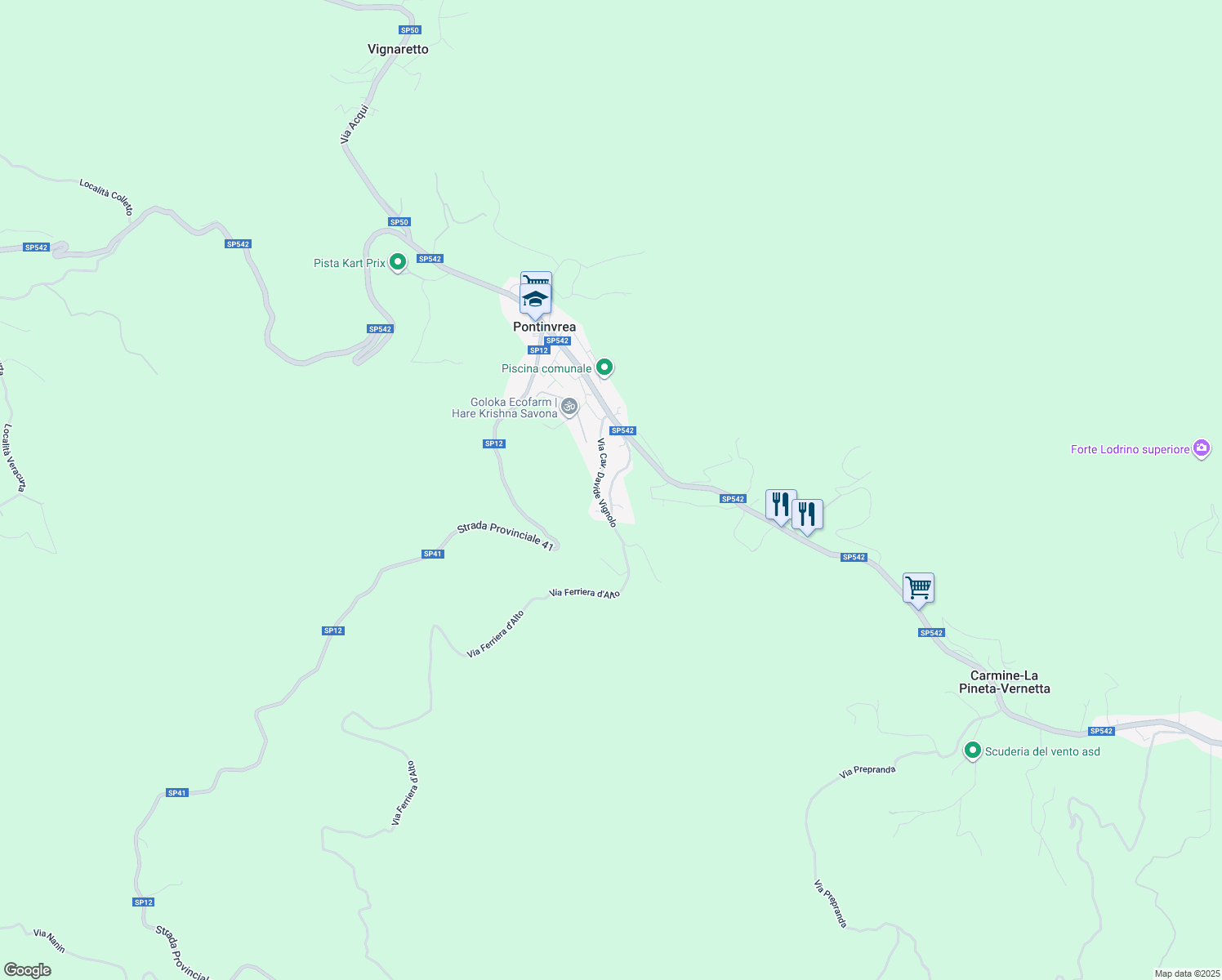 map of restaurants, bars, coffee shops, grocery stores, and more near 7 Via Bigatti in Pontinvrea