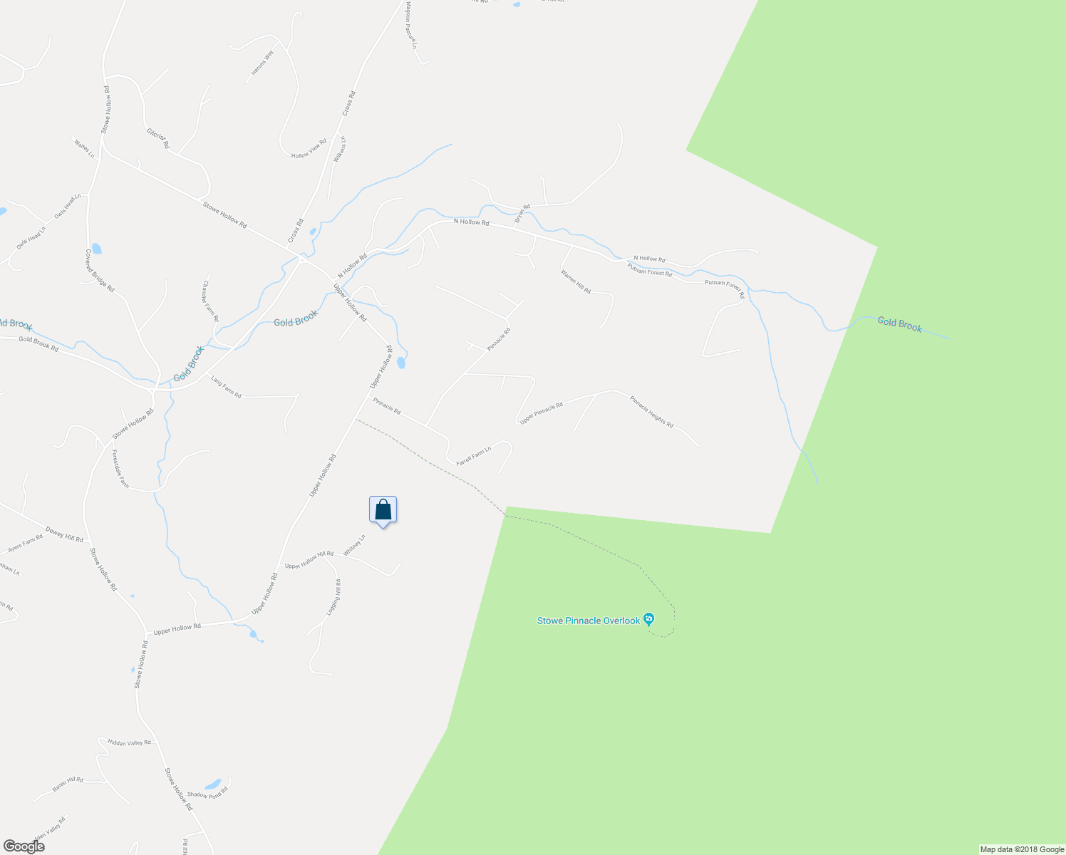 map of restaurants, bars, coffee shops, grocery stores, and more near 416 Upper Pinnacle Road in Stowe