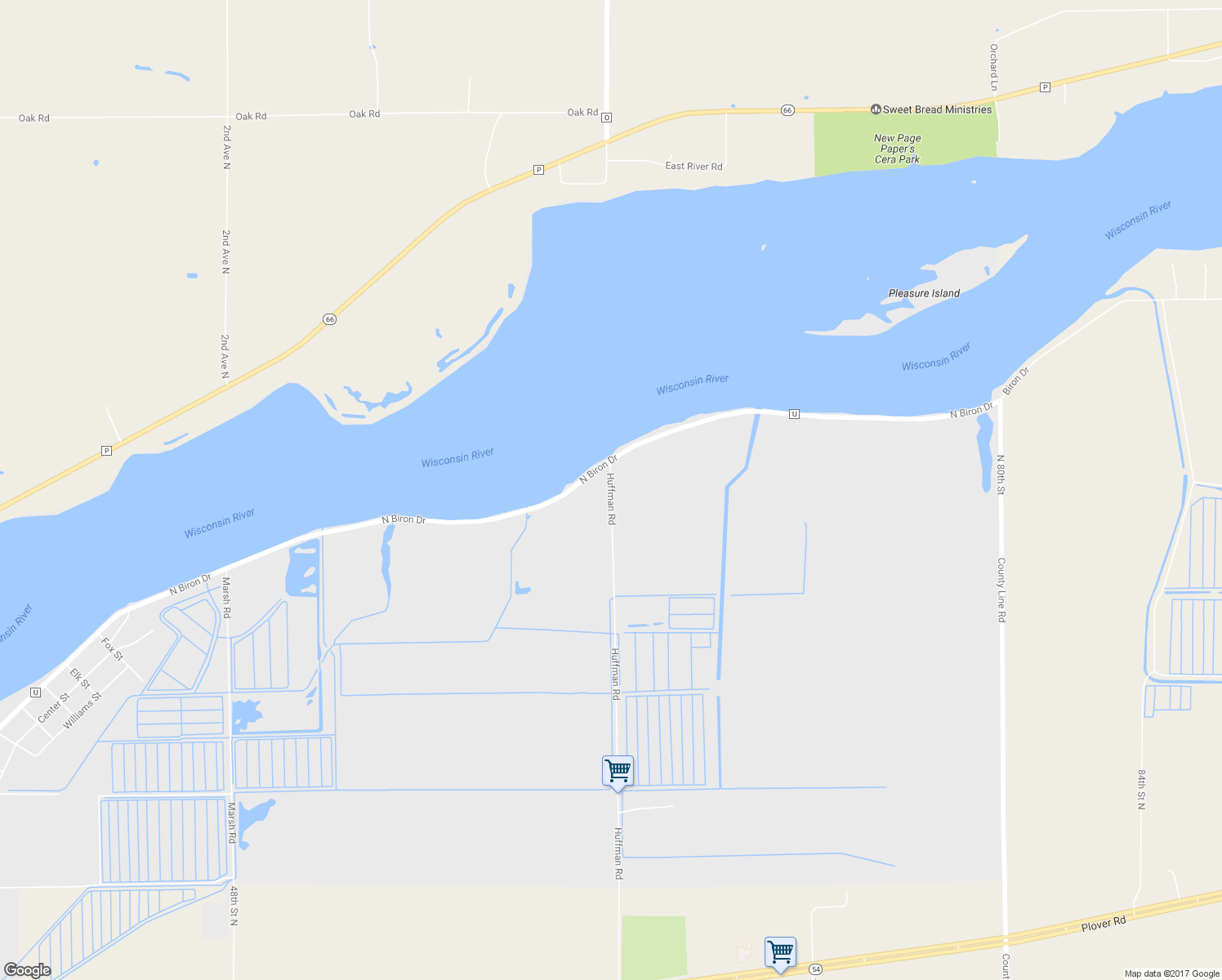 map of restaurants, bars, coffee shops, grocery stores, and more near 803 Huffman Road in Wisconsin Rapids