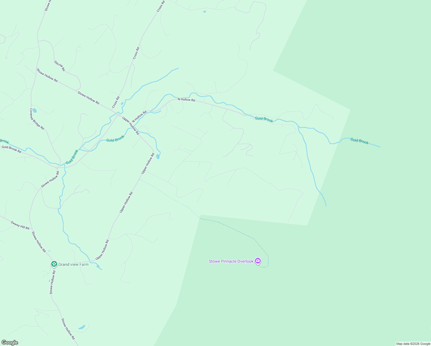 map of restaurants, bars, coffee shops, grocery stores, and more near 416 Upper Pinnacle Road in Stowe