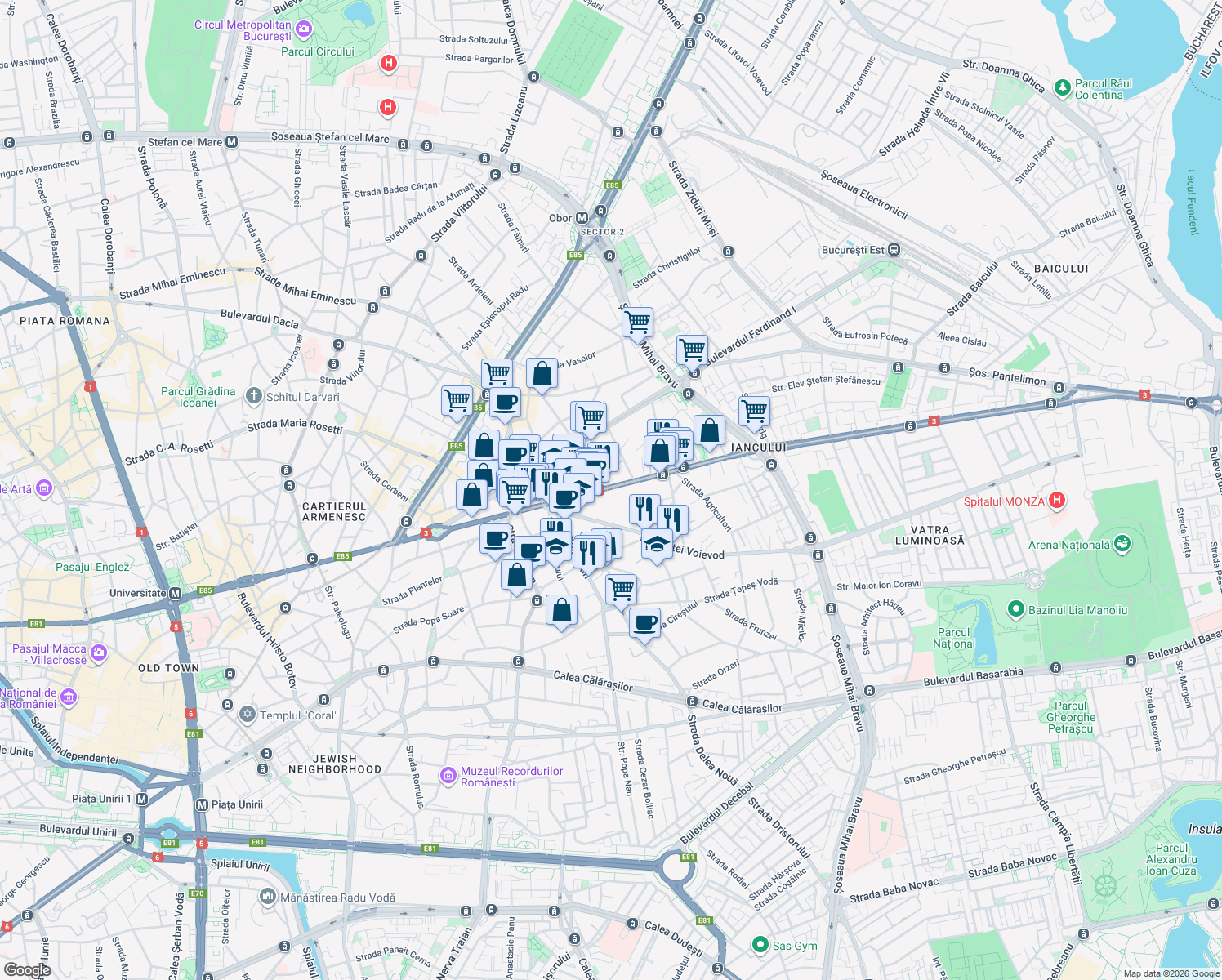 map of restaurants, bars, coffee shops, grocery stores, and more near 66 Bulevardul Pache Protopopescu in București