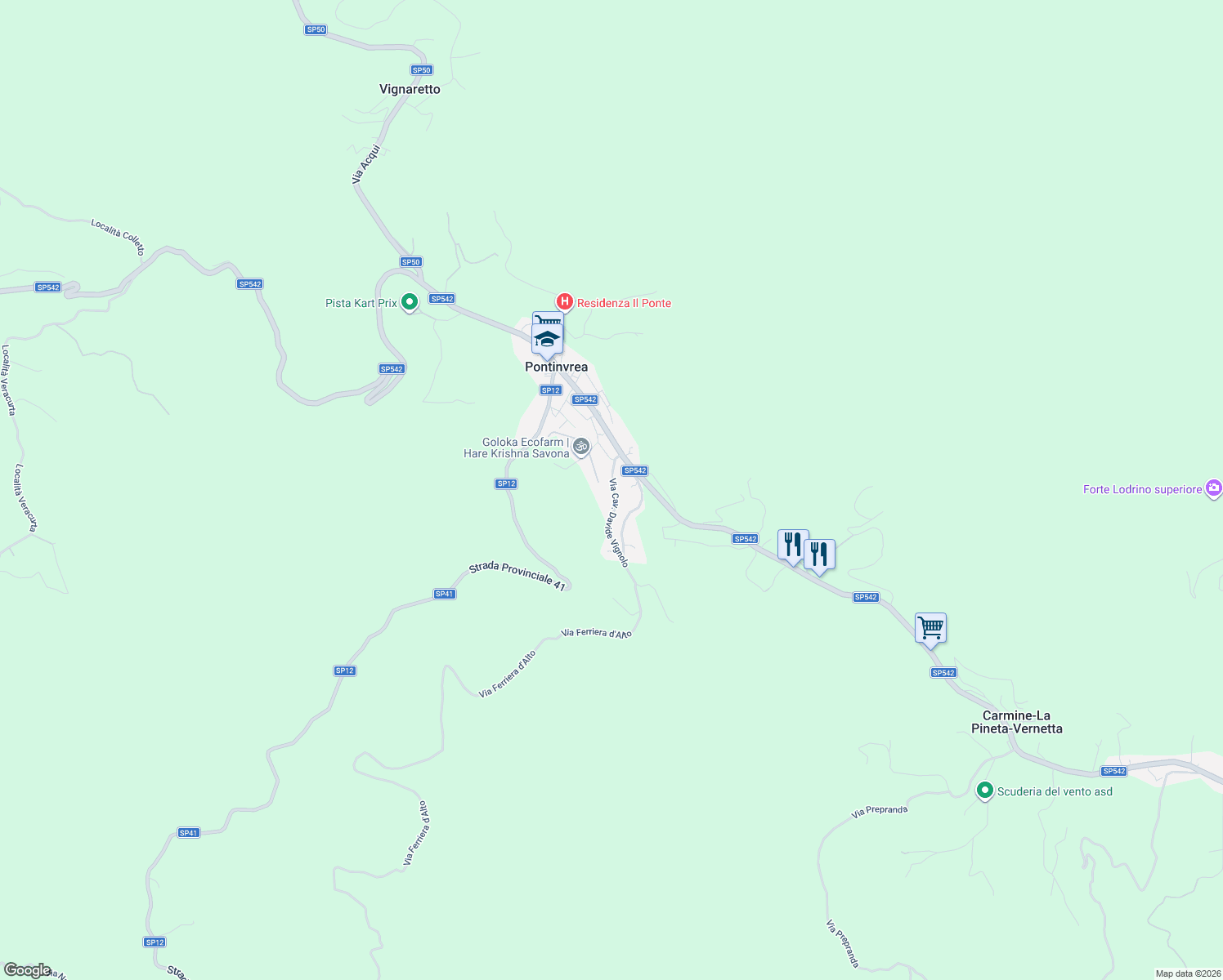 map of restaurants, bars, coffee shops, grocery stores, and more near 7 Via Bigatti in Pontinvrea