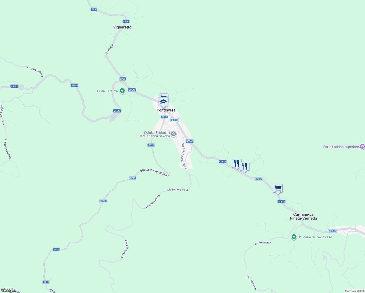 map of restaurants, bars, coffee shops, grocery stores, and more near 7 Via Bigatti in Pontinvrea