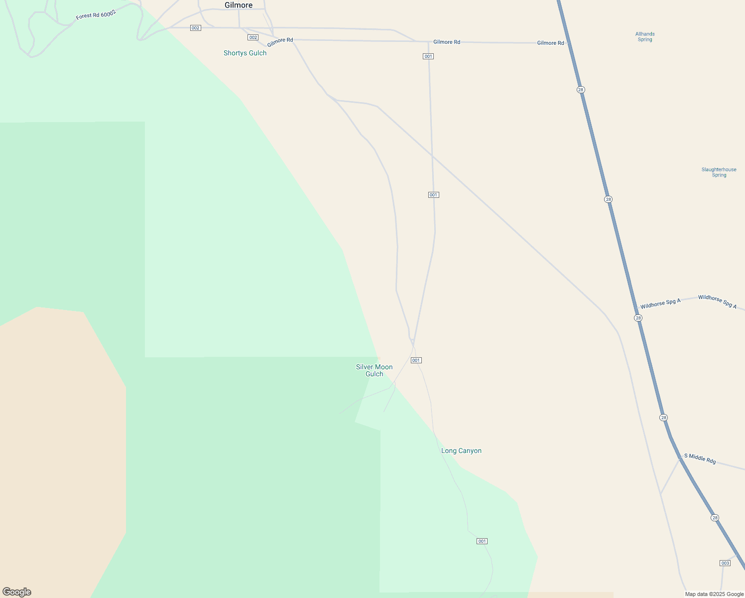 map of restaurants, bars, coffee shops, grocery stores, and more near Forest Road 001 in Leadore