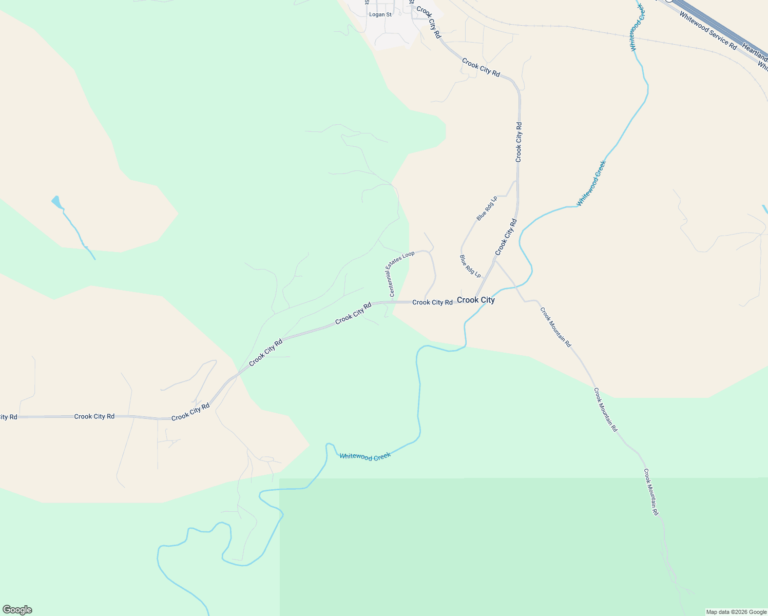 map of restaurants, bars, coffee shops, grocery stores, and more near Crook City Road in Whitewood