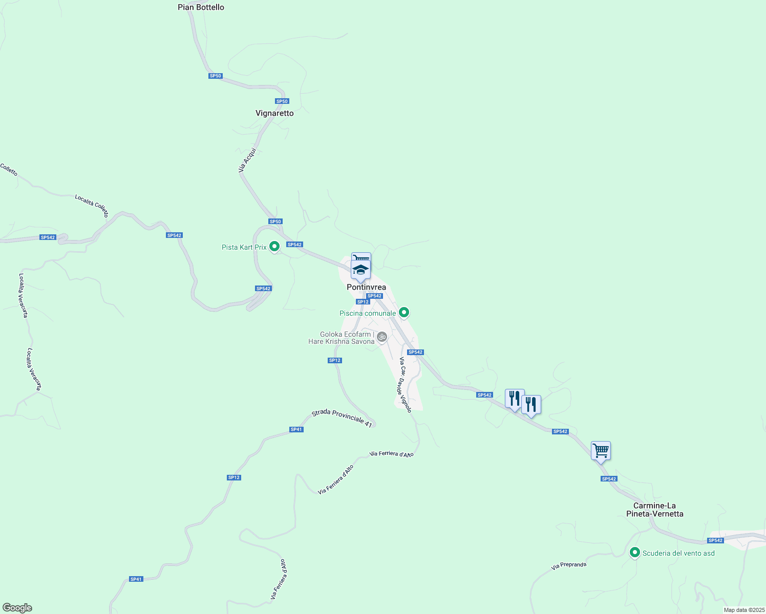map of restaurants, bars, coffee shops, grocery stores, and more near 26 SP542 in Pontinvrea