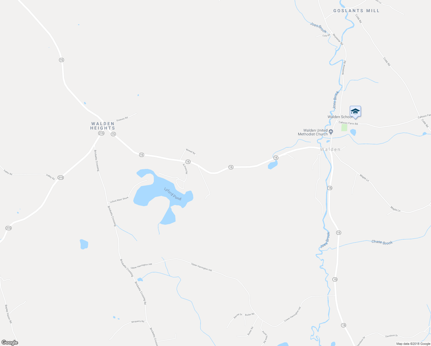 map of restaurants, bars, coffee shops, grocery stores, and more near Hwy 15 in Walden