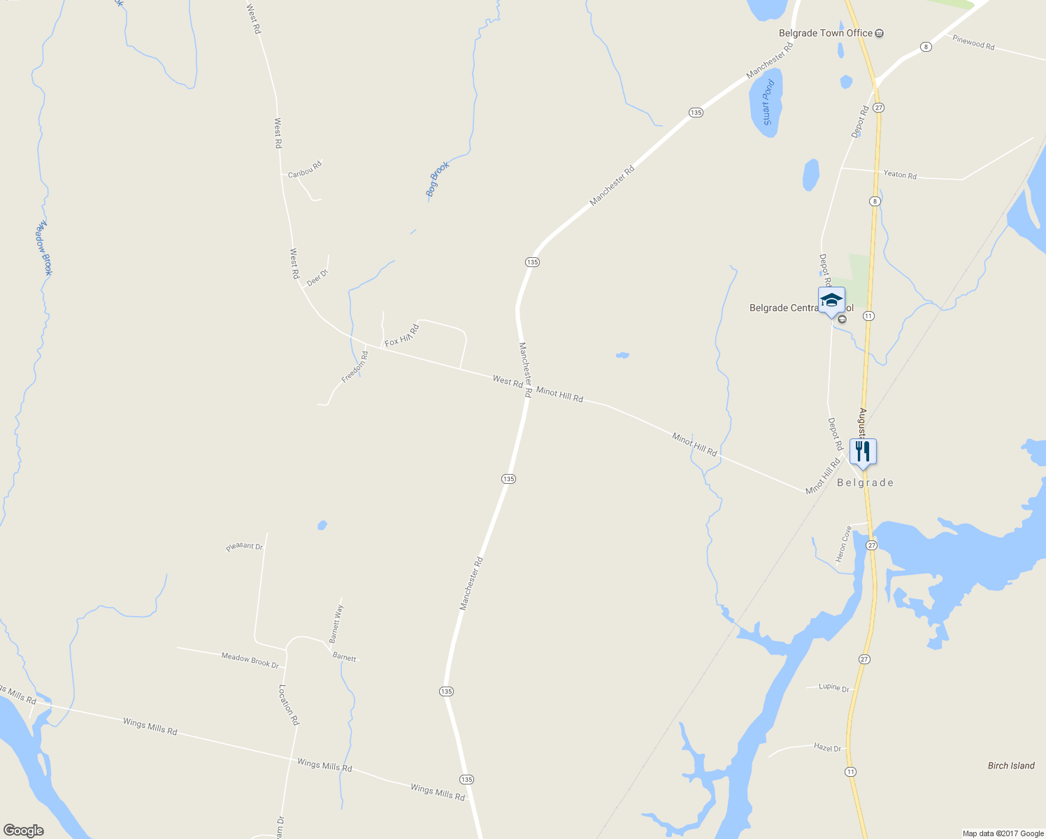 map of restaurants, bars, coffee shops, grocery stores, and more near 389 Manchester Road in Belgrade