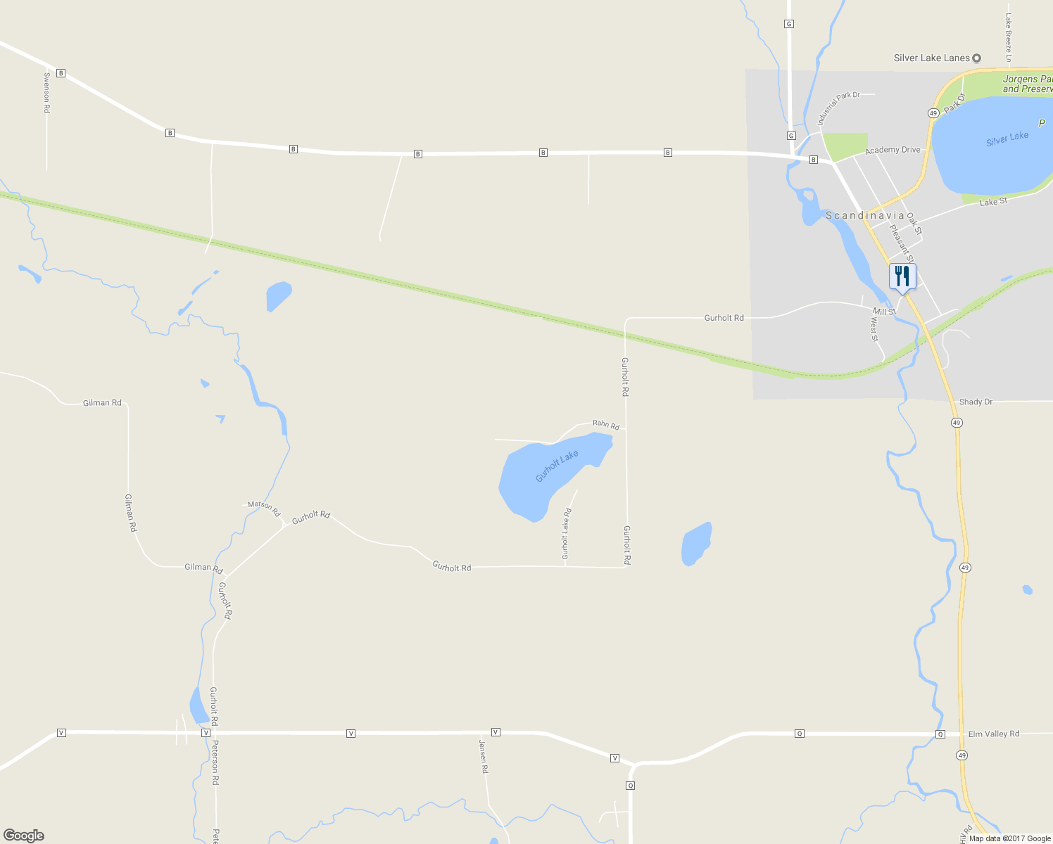map of restaurants, bars, coffee shops, grocery stores, and more near E1164 Rahn Road in Scandinavia
