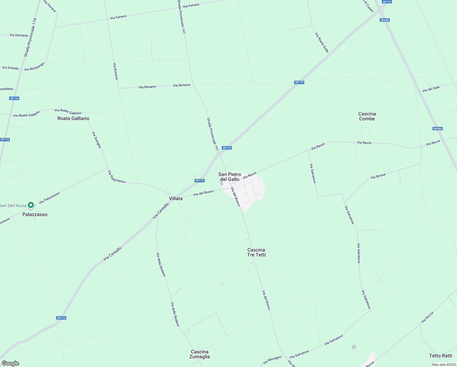 map of restaurants, bars, coffee shops, grocery stores, and more near 10 Via del Bosco in San Pietro del Gallo