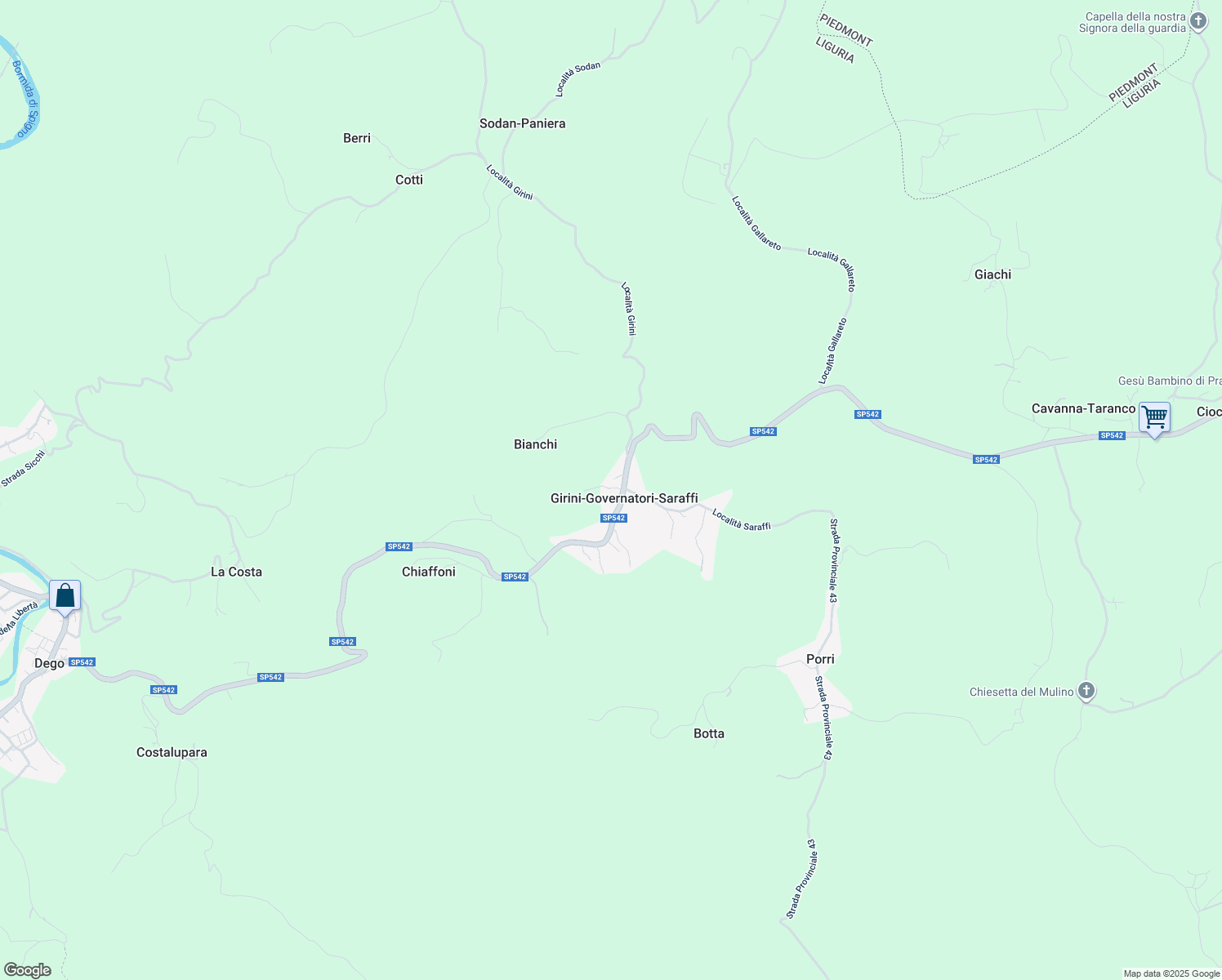 map of restaurants, bars, coffee shops, grocery stores, and more near 23 Località Girini in Girini-governatori-Saraffi