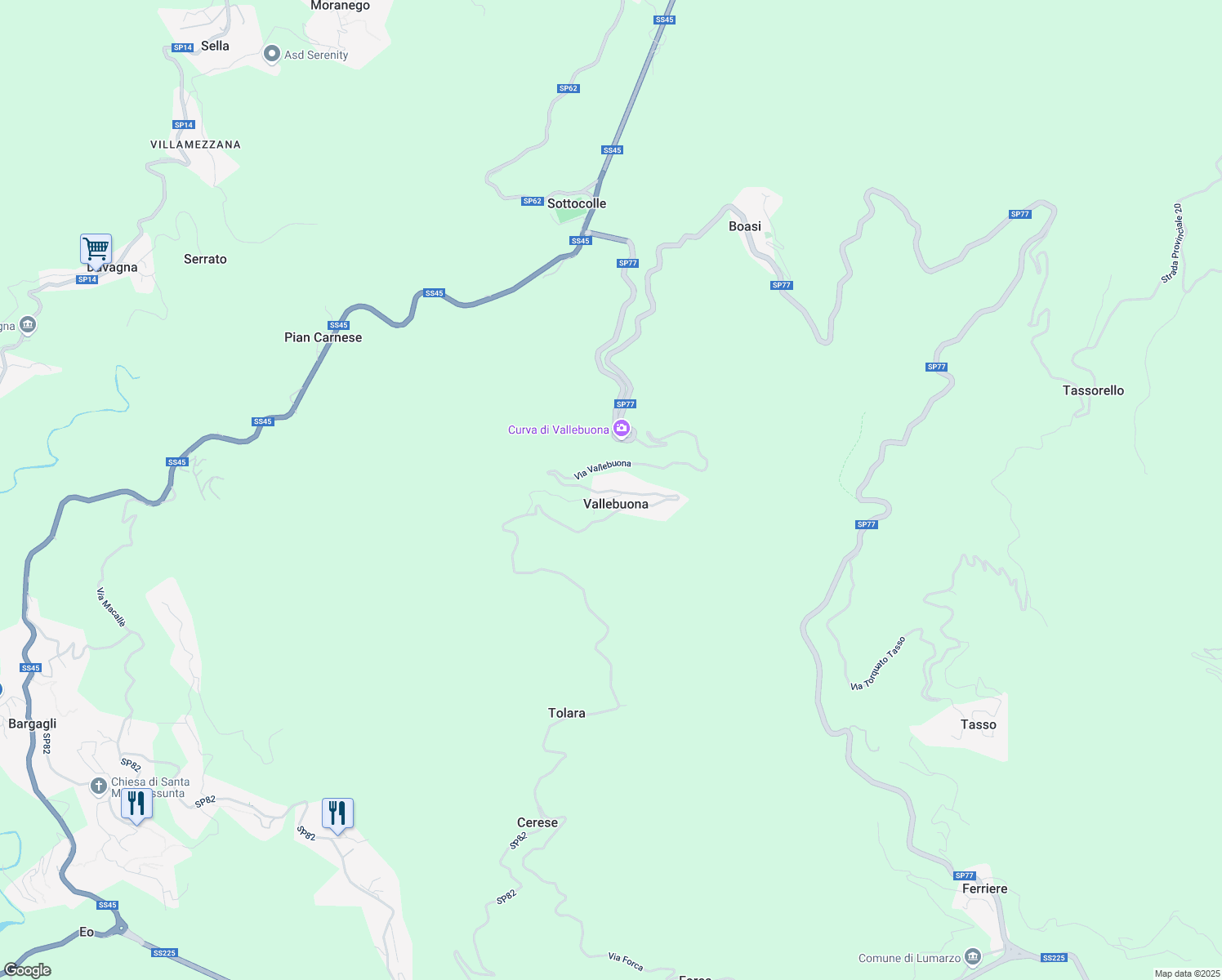 map of restaurants, bars, coffee shops, grocery stores, and more near 60 Via Vallebuona in Vallebuona