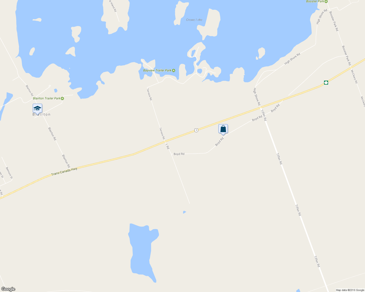 map of restaurants, bars, coffee shops, grocery stores, and more near 312 Boyd Road in Marmora