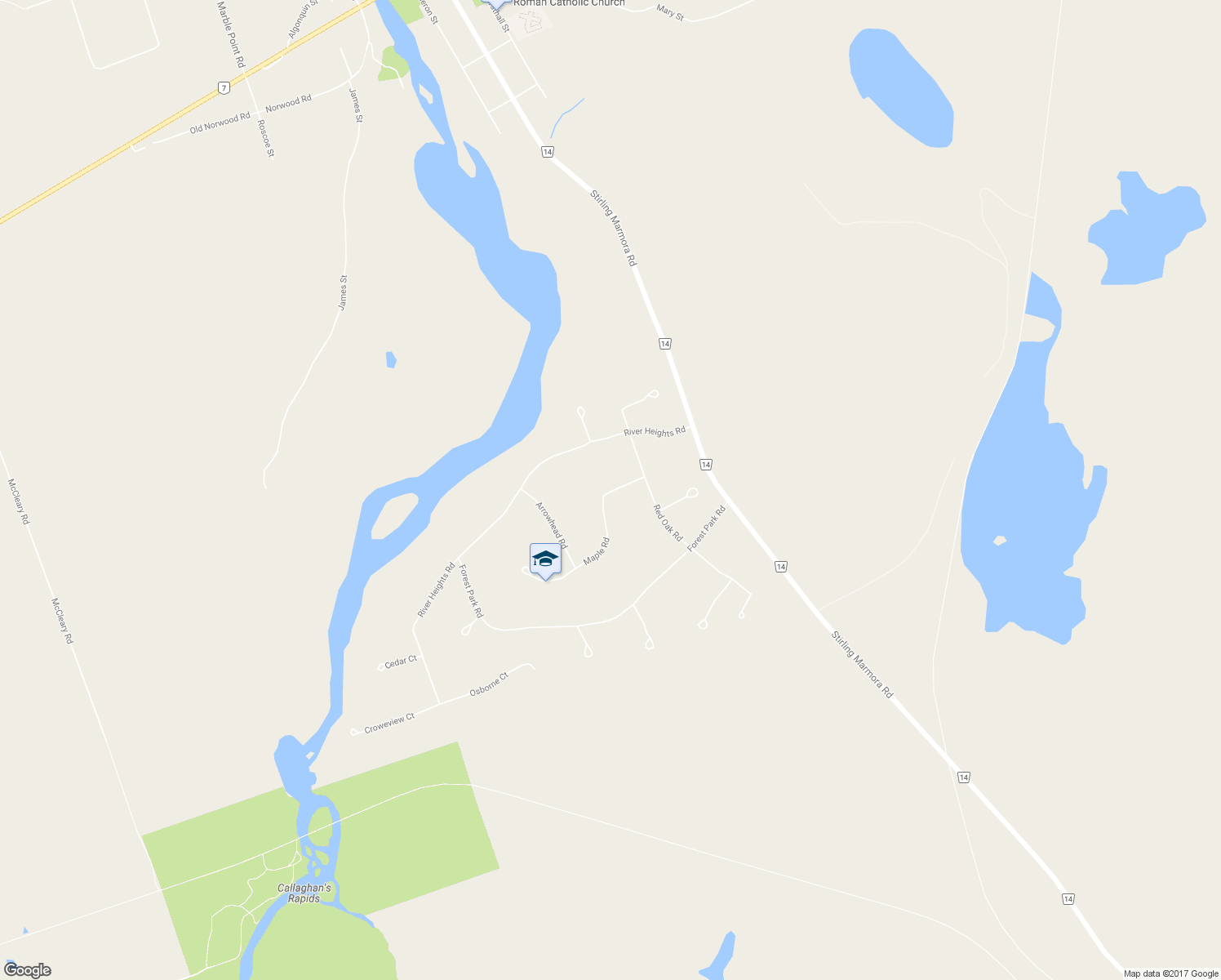 map of restaurants, bars, coffee shops, grocery stores, and more near 34 Maple Road in Marmora