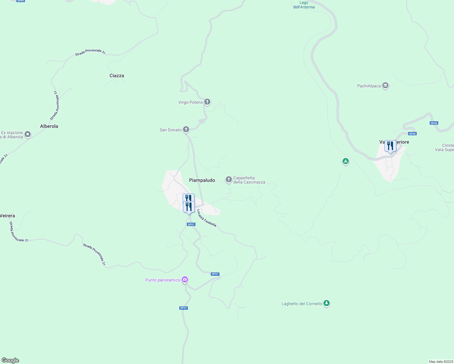 map of restaurants, bars, coffee shops, grocery stores, and more near in Piampaludo