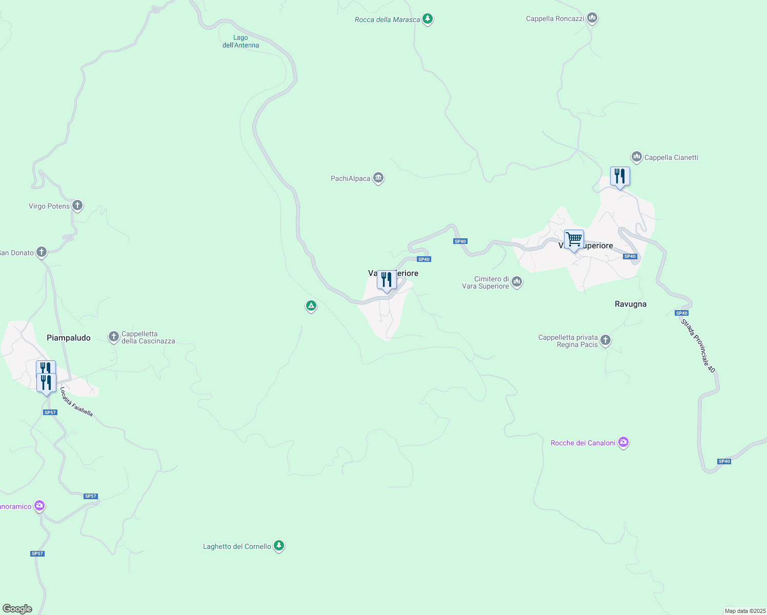 map of restaurants, bars, coffee shops, grocery stores, and more near 23 Via Vara Inferiore in Vara Inferiore