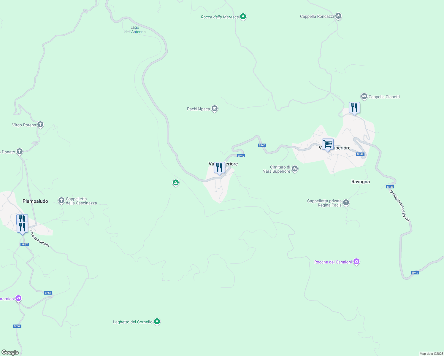map of restaurants, bars, coffee shops, grocery stores, and more near 23 Via Vara Inferiore in Vara Inferiore