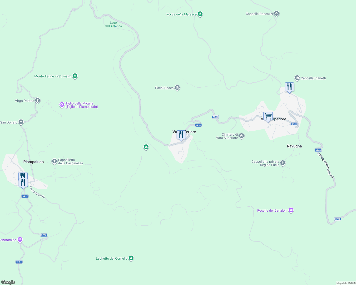map of restaurants, bars, coffee shops, grocery stores, and more near 23 Via Vara Inferiore in Vara Inferiore