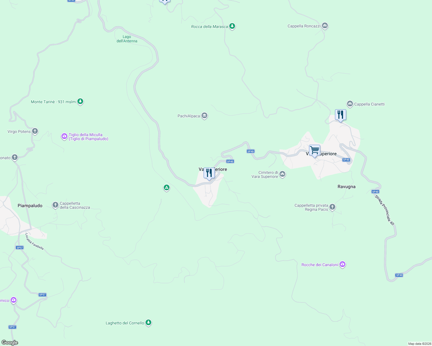 map of restaurants, bars, coffee shops, grocery stores, and more near 41 Strada Provinciale 40 in Vara Inferiore