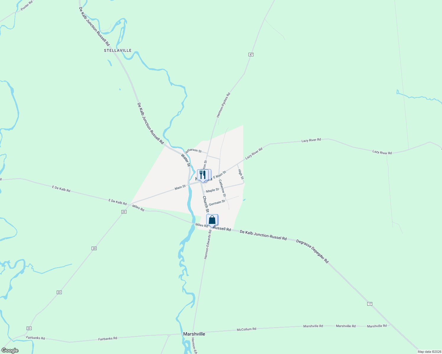 map of restaurants, bars, coffee shops, grocery stores, and more near 122 Main St in Hermon