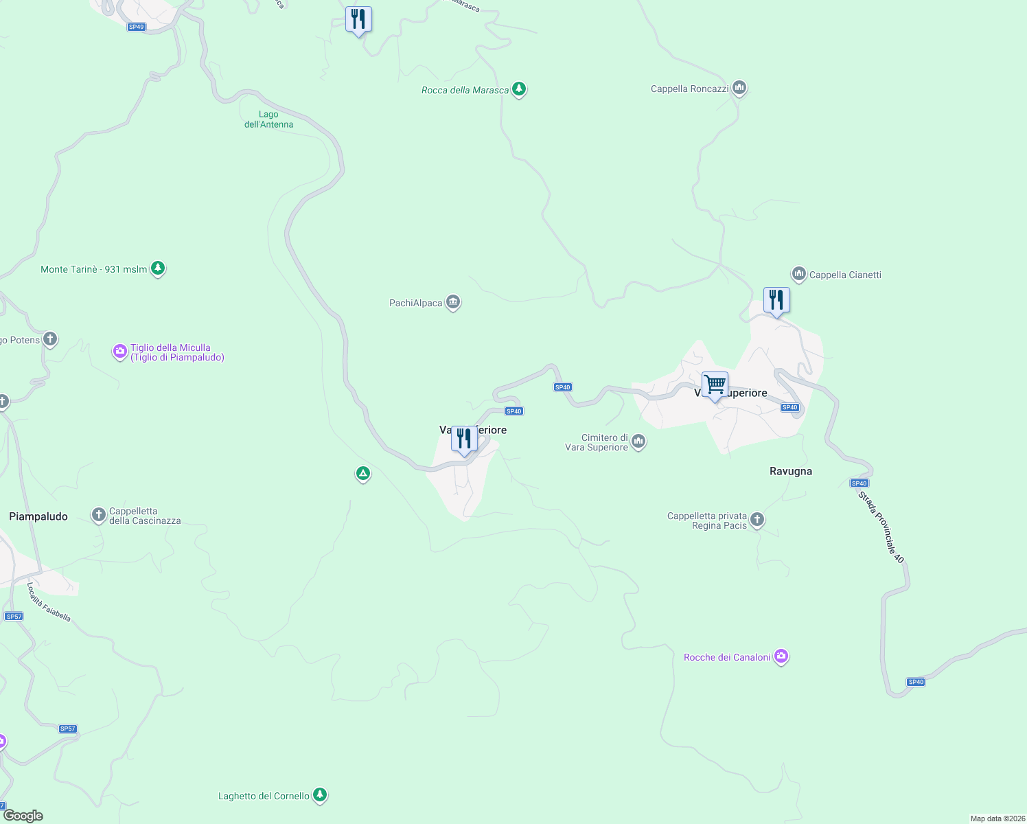 map of restaurants, bars, coffee shops, grocery stores, and more near 52 Via Vara Inferiore in Provincia di Savona