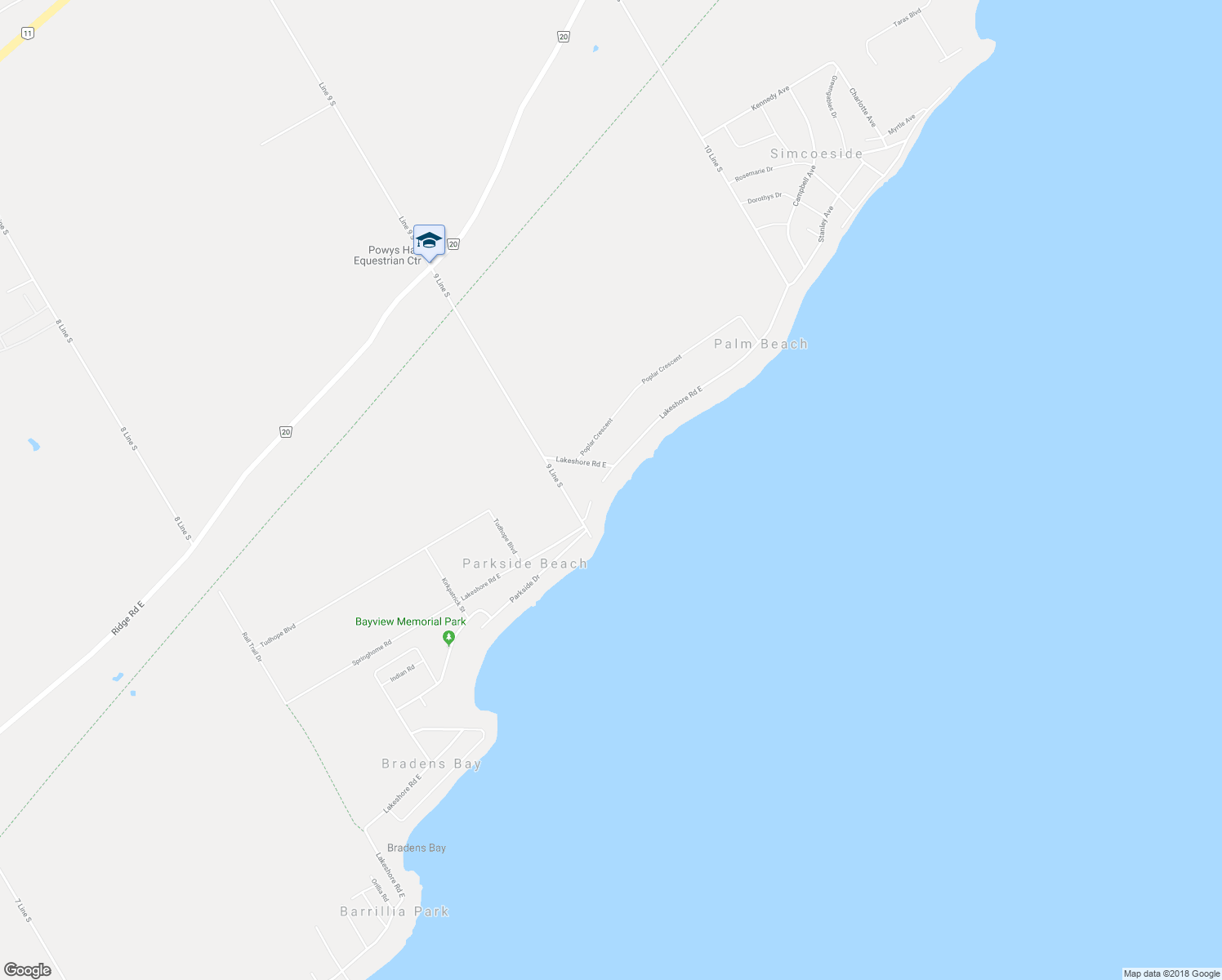 map of restaurants, bars, coffee shops, grocery stores, and more near 991 Lakeshore Road East in Hawkestone
