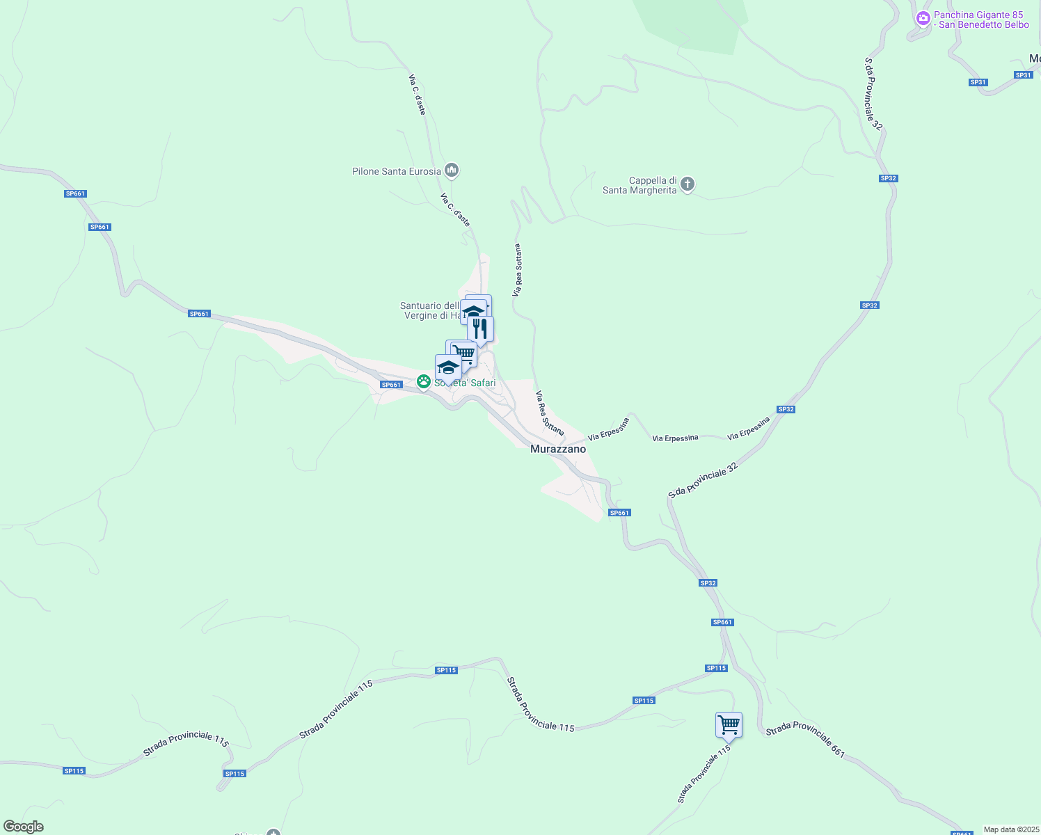 map of restaurants, bars, coffee shops, grocery stores, and more near 83 Via Lorenzo Bruno in Murazzano