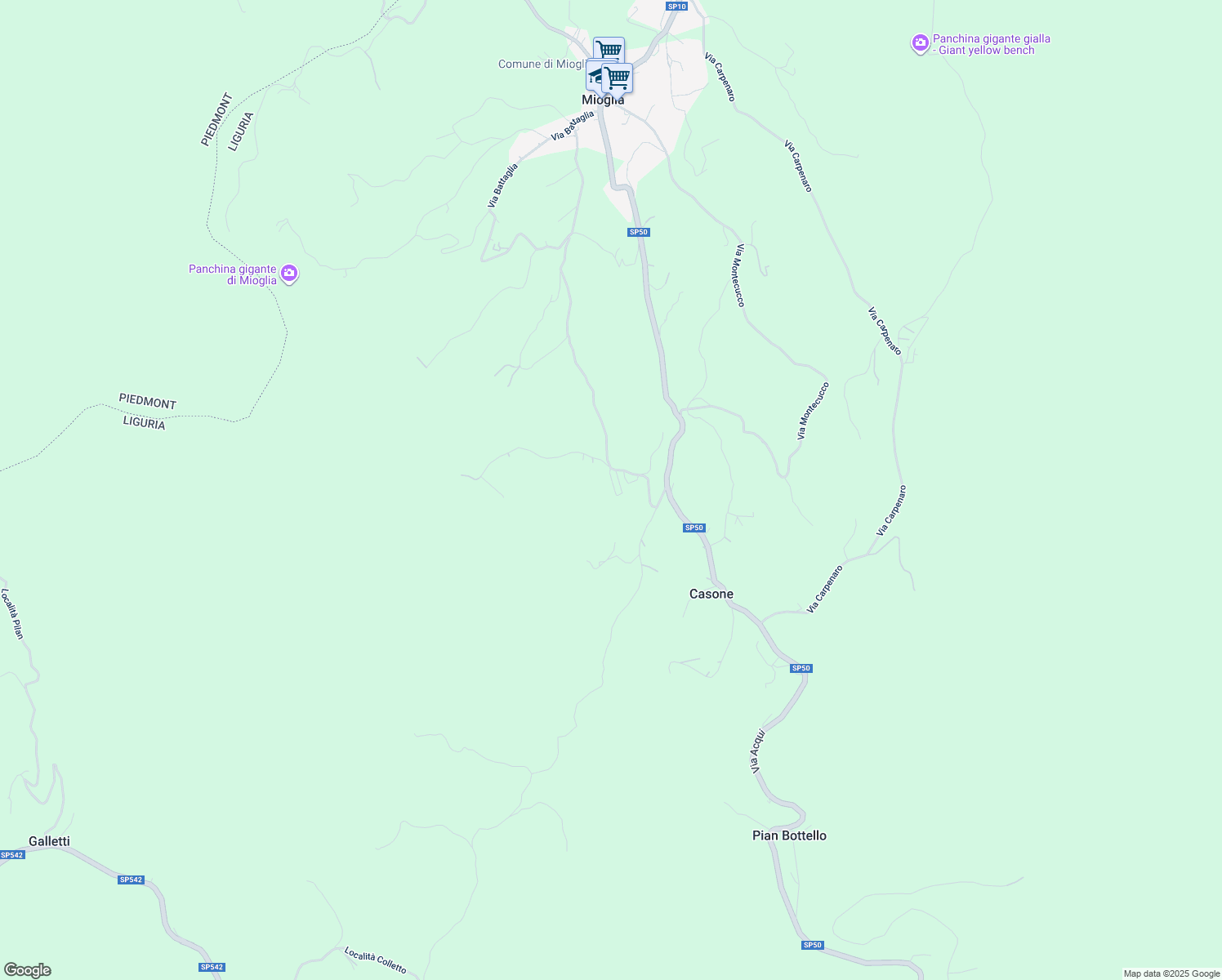 map of restaurants, bars, coffee shops, grocery stores, and more near 13 Via Avera in Provincia di Savona
