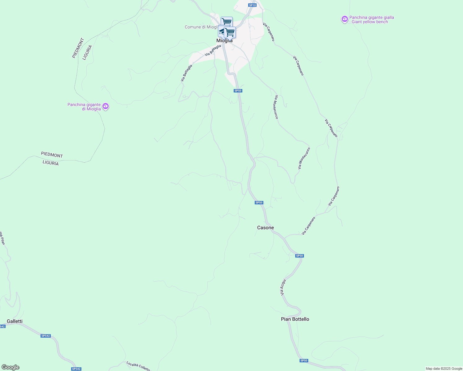 map of restaurants, bars, coffee shops, grocery stores, and more near 13 Via Avera in Provincia di Savona