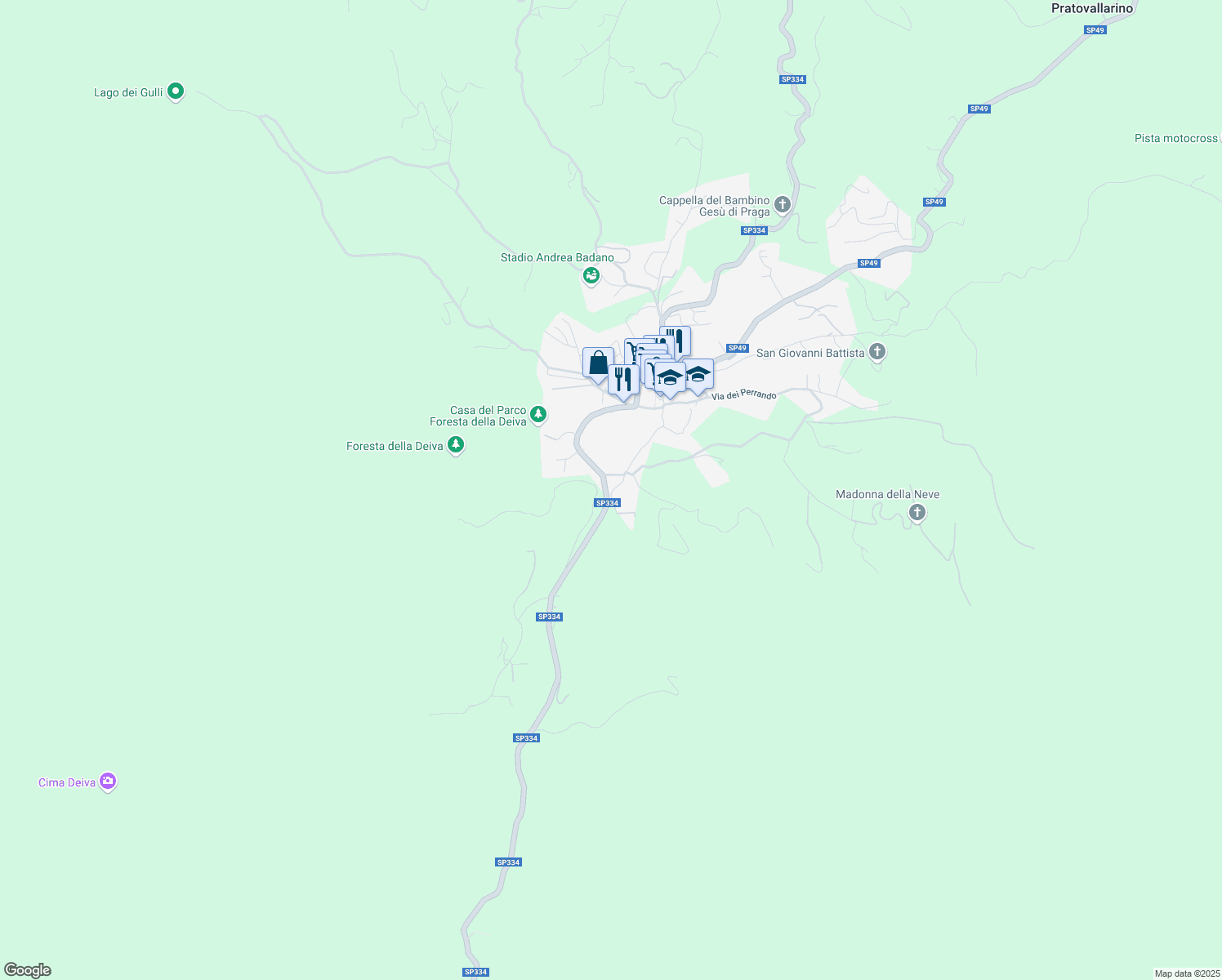 map of restaurants, bars, coffee shops, grocery stores, and more near 31 Località Coletto in Sassello