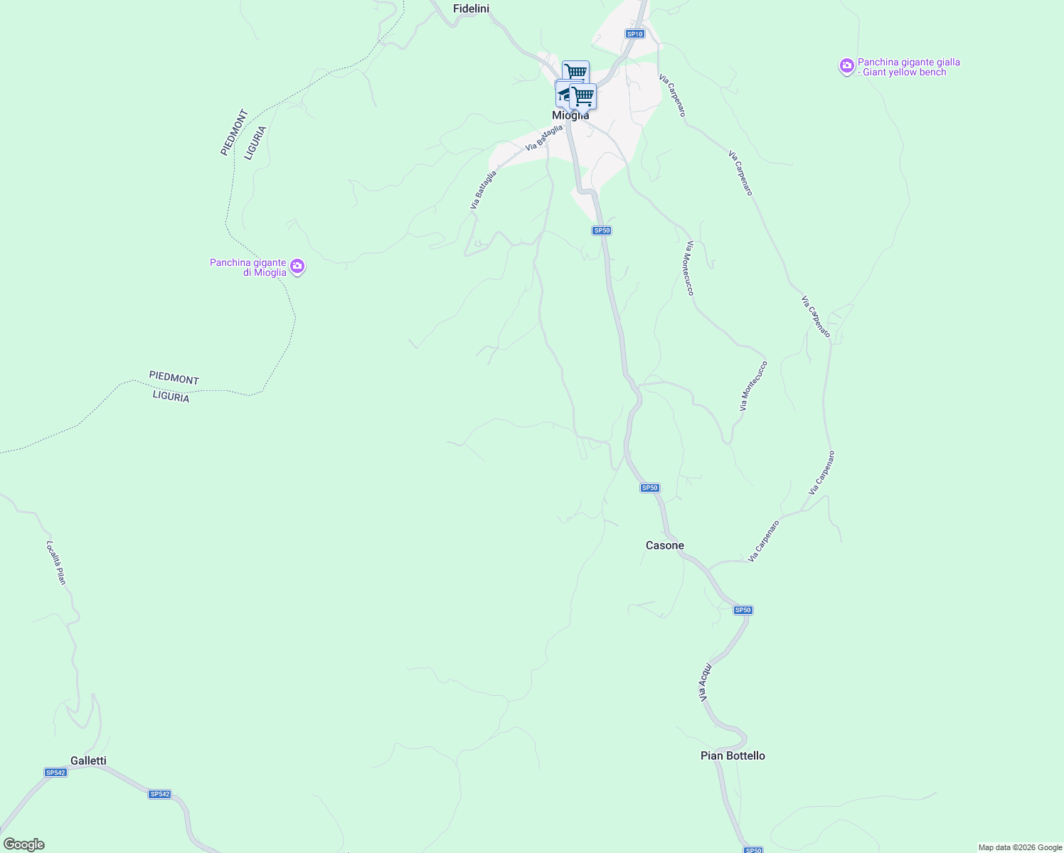 map of restaurants, bars, coffee shops, grocery stores, and more near 18 Via Avera in Provincia di Savona