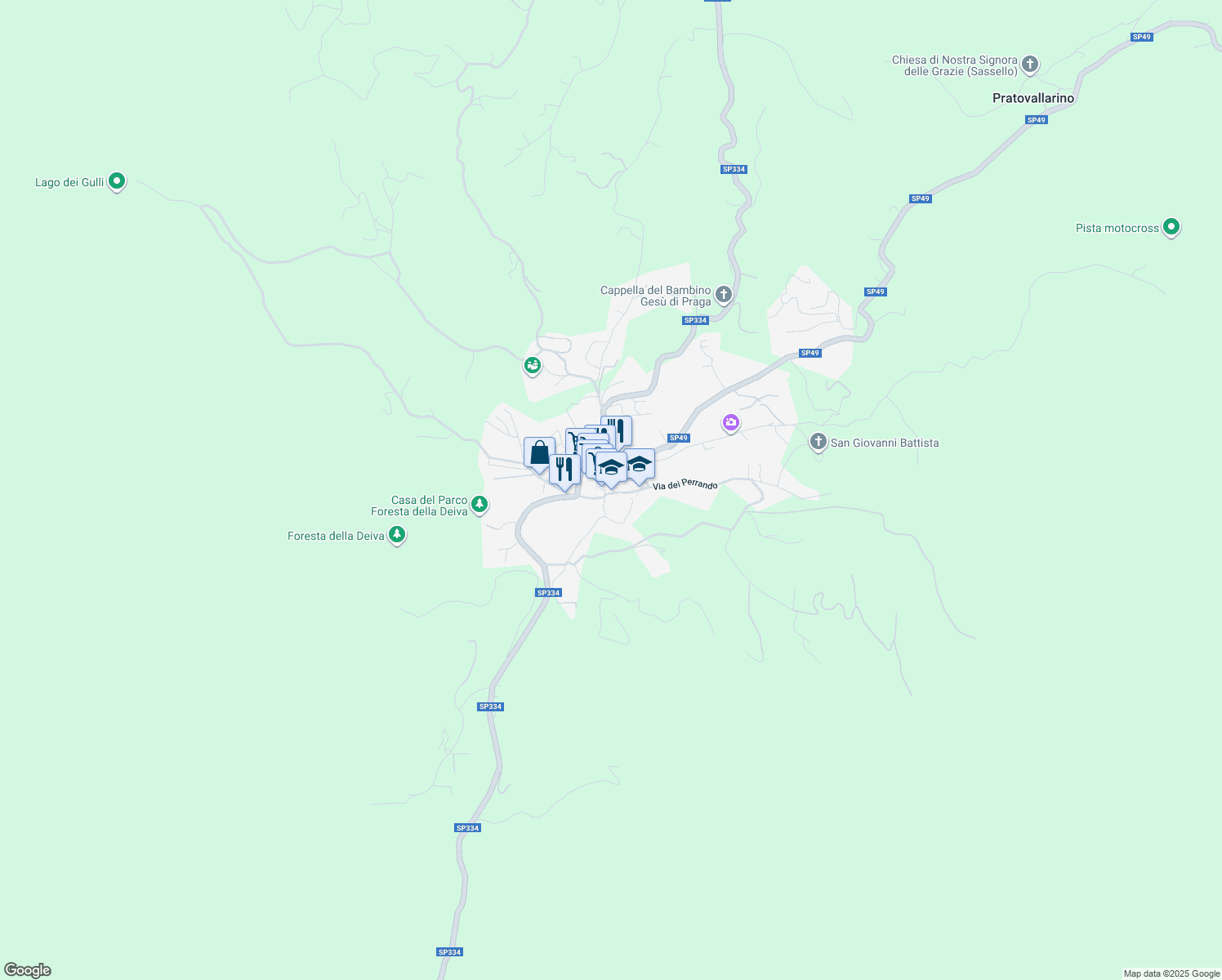 map of restaurants, bars, coffee shops, grocery stores, and more near 3 Piazza Barbieri in Sassello