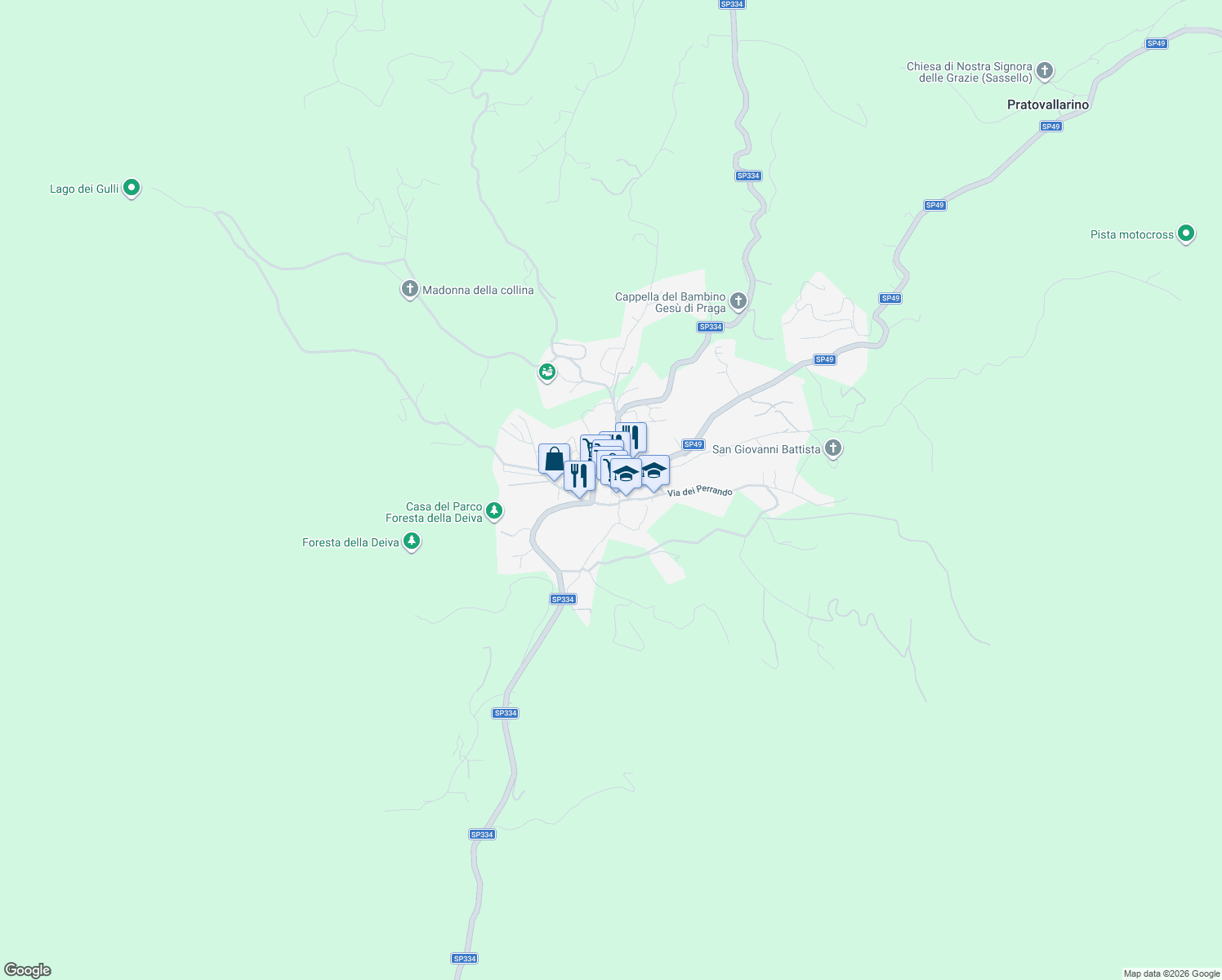 map of restaurants, bars, coffee shops, grocery stores, and more near 3 Piazza Barbieri in Sassello
