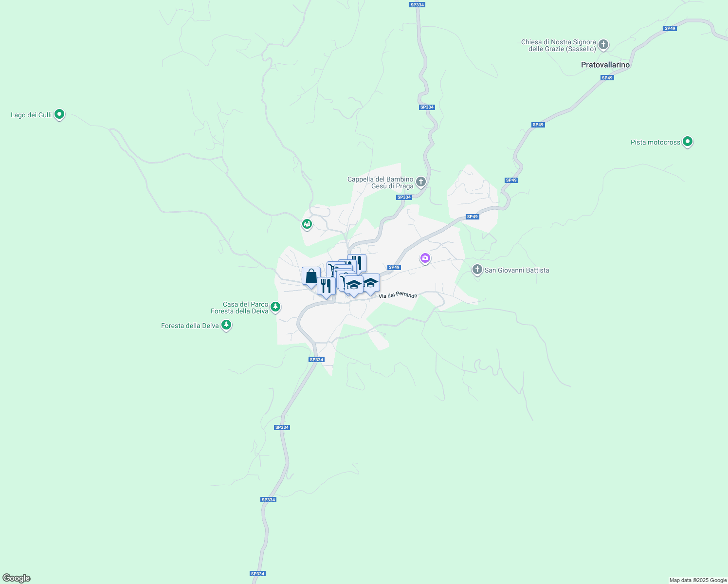 map of restaurants, bars, coffee shops, grocery stores, and more near 20 Via Roma in Sassello