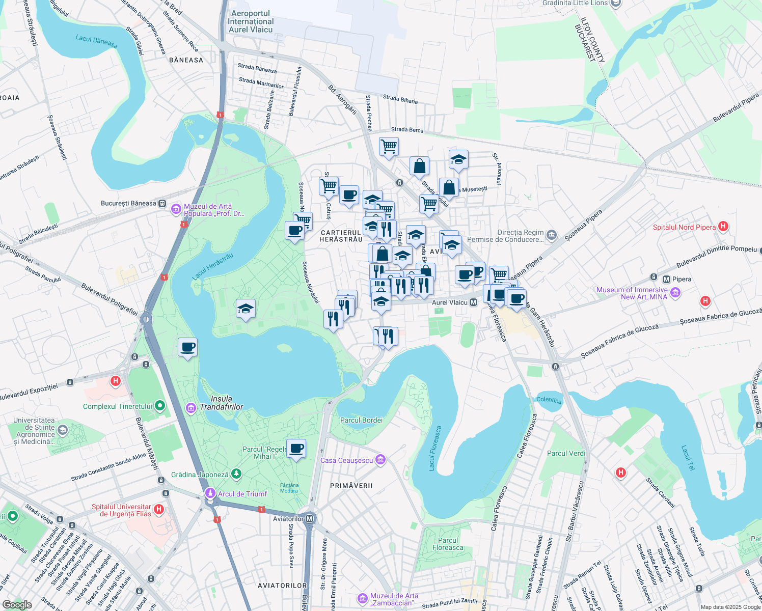 map of restaurants, bars, coffee shops, grocery stores, and more near 37 Strada Nicolae G. Caramfil in București