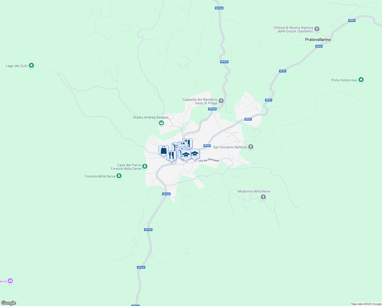 map of restaurants, bars, coffee shops, grocery stores, and more near 20 Via Roma in Sassello
