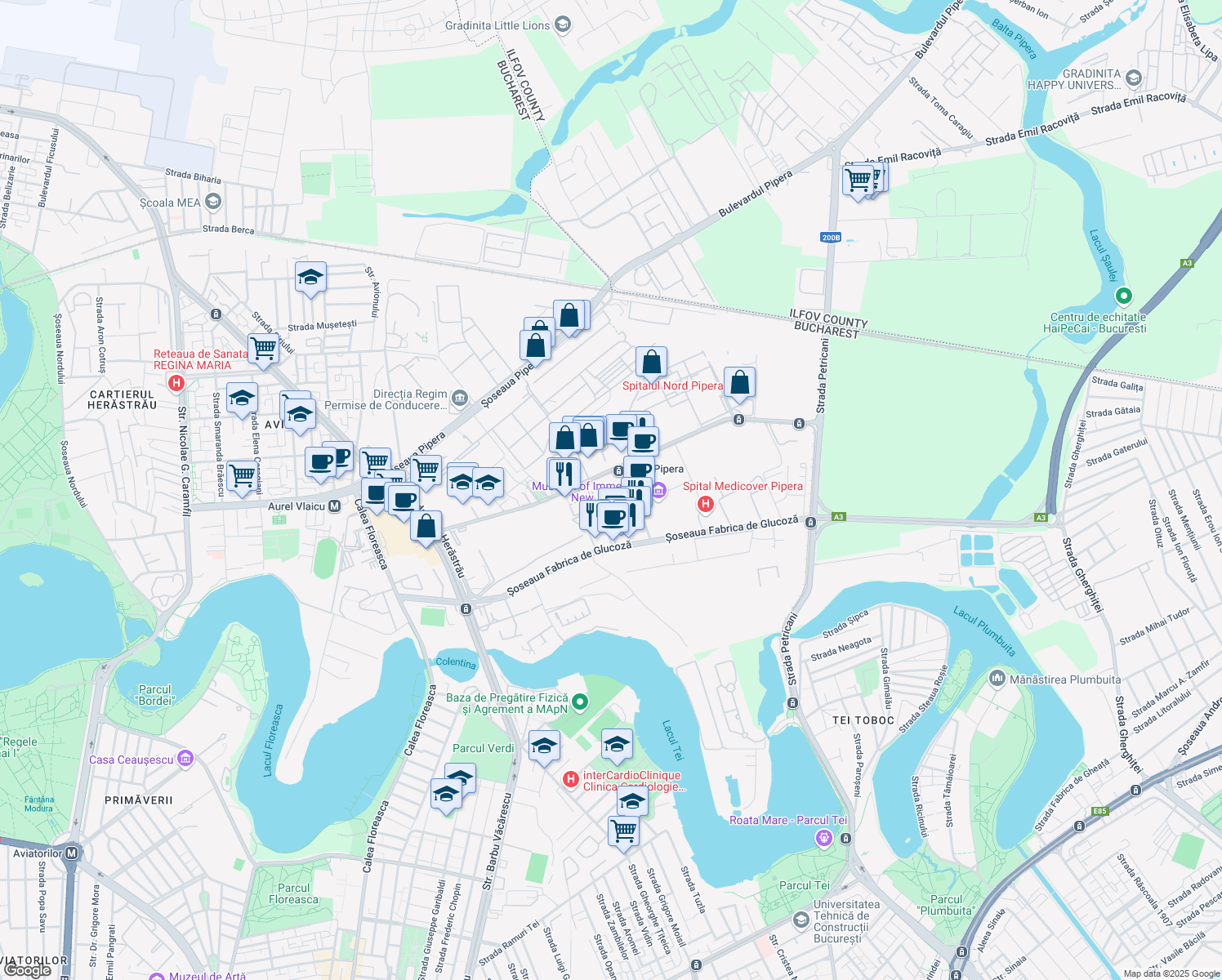 map of restaurants, bars, coffee shops, grocery stores, and more near 6A Bulevardul Dimitrie Pompeiu in București