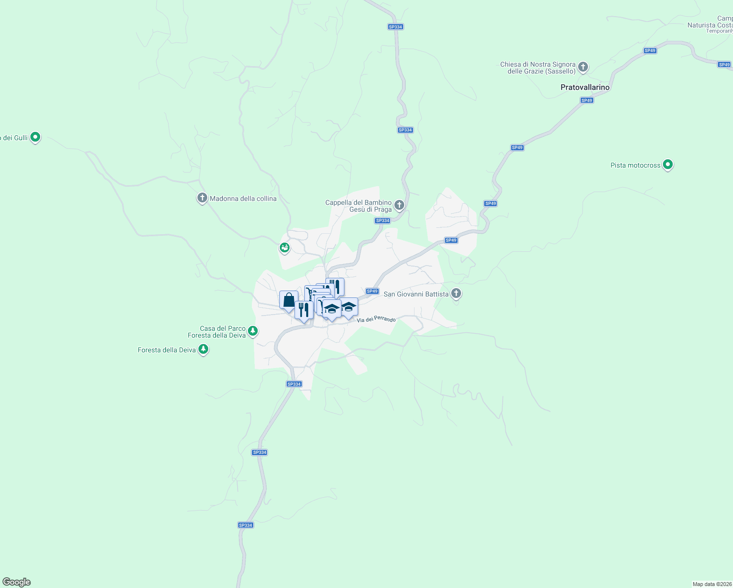map of restaurants, bars, coffee shops, grocery stores, and more near 3 Via San Giovanni in Sassello